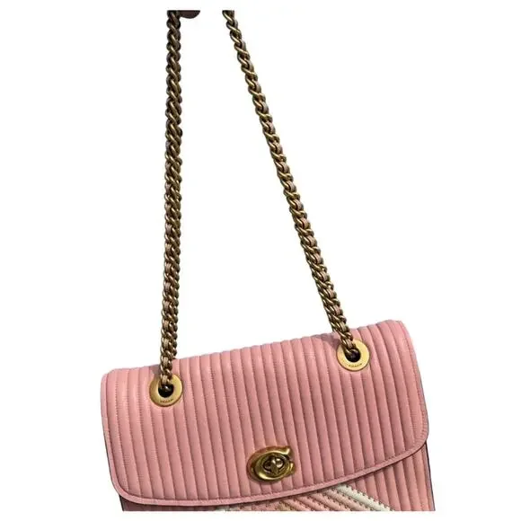 COACH Parker with colorblock quilting and rivets Peony NWT - Picture 13 of 13